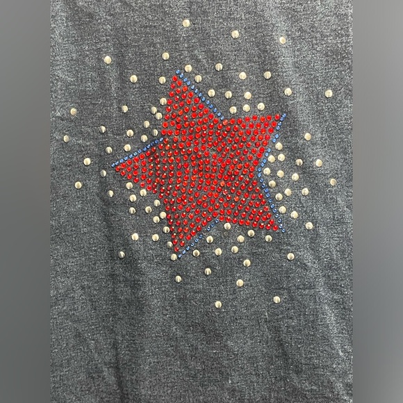 Quacker Factory Jacket Women’s XL Denim Jean Rhinestone Studded Blue Red USA - Picture 8 of 9